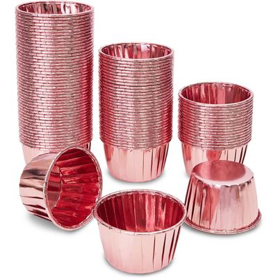 Sparkle and Bash Rose Gold Cupcake Liners, Foil Baking Cups (2.75 x 1.5 In, 100 Pack)