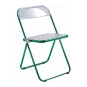 LeisureMod Lawrence Acrylic Folding Chair With Green Metal Frame - Green