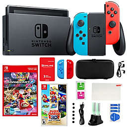 Nintendo Switch Neon Mario Kart 8 Bundle with Mario 3D All Stars and Accessories