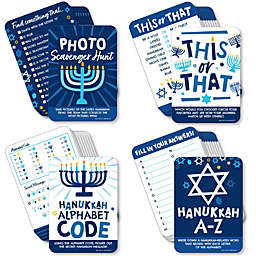 Big Dot of Happiness Hanukkah Menorah - 4 Chanukah Holiday Party Games - 10 Cards Each - Gamerific Bundle