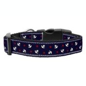 Mirage Pet Products Anchors Nylon Ribbon 1" Wide Dog Collar, Blue/Large