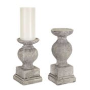 Melrose Home Decorative Candle Holder (Set of 2) 12"H, 14.5"H Cement