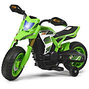 Slickblue 6V Electric Kids Ride-On Battery Motorcycle with Training Wheels -Green