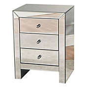 Contemporary Home Living 17.5" Silver Contemporary Mirror Accent Table with Drawers