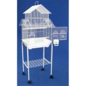 YML 5844 3/8" Bar Spacing Pagoda Small Bird Cage With Stand - 18"x14" in White