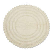 Contemporary Home Living 27.5" Off White Round Home Accessories Crochet Reversible Bath Mat