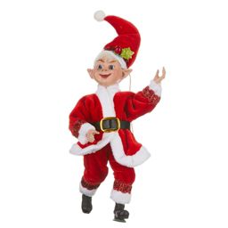 Raz Imports Red Posable Elf Christmas Diplay Piece 7 Inch