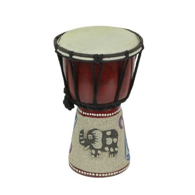 Things2Die4 Hand Carved Djembe Drum Painted Purple Blue Accents Decorative Instrument