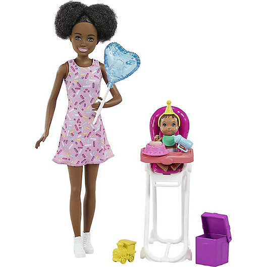 Alternate image 1 for Barbie Skipper Babysitters Inc. Brunette Skipper Doll, Color-Change Baby Doll, & High Chair