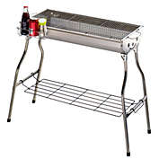 Contemporary Home Living 28.75" Silver Portable Outdoor Charcoal BBQ Grill