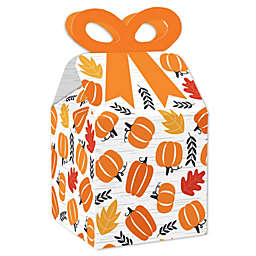 Big Dot of Happiness Fall Pumpkin - Square Favor Gift Boxes - Halloween or Thanksgiving Party Bow Boxes - Set of 12