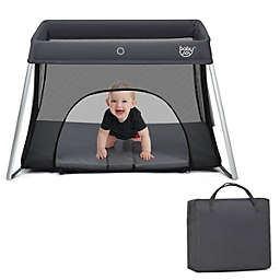 Gymax Foldable Baby Playpen Playard Lightweight Crib w/ Carry Bag For Infant Dark Gray