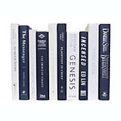 Booth & Williams Navy and White Team Colors Decorative Books, One Foot Bundle of Real, Shelf-Ready Books