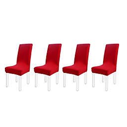 PiccoCasa Spandex Stretchy Chair Seat Decors Dustproof Protector Cover, 4 Pieces, Red