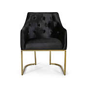 Contemporary Home Living 34" Black and Gold Tufted Contemporary Accent Chair