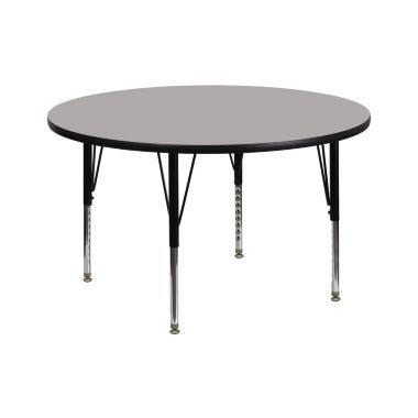 Emma + Oliver 42" Round Grey HP Laminate Preschool Activity Table. View a larger version of this product image.