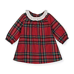 Hope & Henry Baby Ruffle Collar Dress (Red Tartan Plaid, 0-3 Months)