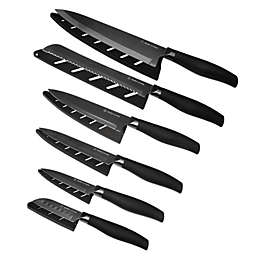 Dura Living Titan Series 12 Piece Titanium Plated Kitchen Knife Set, Black
