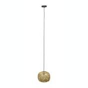 Elegant Designs Medium 11.38" Modern Bohemian 1-Light Rounded Woven Paper Rope Hanging Ceiling Pendant, Natural