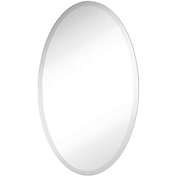 Large Simple Round Streamlined 1 Inch Beveled Oval Wall Mirror   Premium Silver Backed