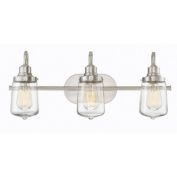 Trade Winds Lighting TW80017BN 3-Light Industrial Retro Vintage Transitional Loft Vanity Bath Light With Clear Glass in Brushed Nickel