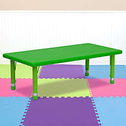 Flash Furniture 24''W x 48''L Rectangular Green Plastic Height Adjustable Activity Table