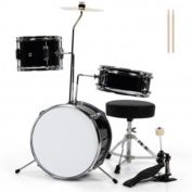 Costway 5 Pieces Junior Drum Set with 5 Drums-Black
