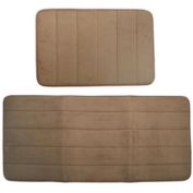 PiccoCasa 2 Pieces Memory Foam Bathroom Mat, Non Slip Soft Bath Mats Rugs, Machine Washable, Brown 23.62"x15.75"+47.24"x19.69"(L*W)