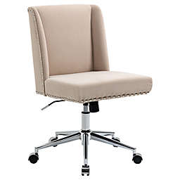 Vinsetto Ergonomic Mid Back Computer Office Chair, Task Desk 360? Swivel Rocking Chair w/ Adjustable Height, Beige