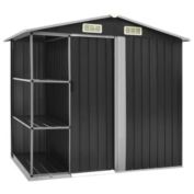 Stock Preferred 80.7"x51.2"x72" Iron Garden Shed with Rack in Anthracite