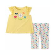 Kids Headquarters Little Girl&#39;s 2 Pc Flower Surprise Tunic & Leggings Set Yellow Size 5