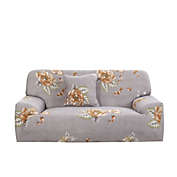 PiccoCasa 1 PC Oriental Floral Stretch Sofa Couch Cover, Stretch Sofa Slipcover Sofa Cover Furniture Protector Couch Soft, Purple