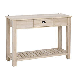 HomCom Console Side Entryway Table with Storage Drawer, Bottom Shelf, and Strong Sturdy Construction, White Oak