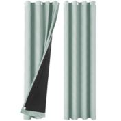 PiccoCasa 100% Blackout Curtains 2 Panels for Bedroom with Black Liner, Double Layer Full Room Darkening and Waterproof Grommet Thermal Insulated Living Room Curtains 52"Wx84"L Light Sage