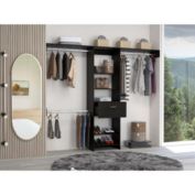 DEPOT E -SHOP DEPOT E-SHOP Brisk Closet System, One Drawer, Three Metal Rods, Five Open Shelves-Black, For Bedroom