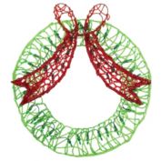 Northlight 20" Green and Red Lighted Wreath and Bow Christmas Window Silhouette Decoration
