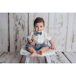 Laurenza's Baby Boys Chambray Bodysuit and Suspenders Set Baptism Christening Wedding Outfit Ring Bearer Boys Easter Outfit