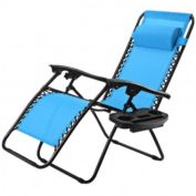 Costway Outdoor Folding Zero Gravity Reclining Lounge Chair-Light Blue