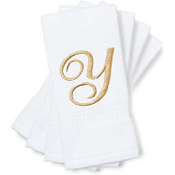 Juvale Monogrammed Fingertip Towels, Letter Y Embroidered Gift (11 x 18 in, Set of 4)