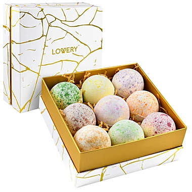 Lovery Marble Bath Bombs Set, 9 Handmade Bubble Bombs Gift Box. View a larger version of this product image.