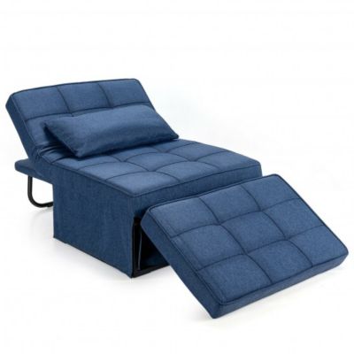 Costway Sofa Bed 4 in 1 Multi-Function Convertible Sleeper Folding footstool-Blue