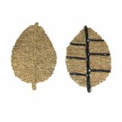 PD Home & Garden Set of 2 Hand-Woven Seagrass Leaf Tropical Leaf Shaped Wall Hangings