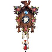 Alexander Taron 6.75" Brown, Red, and Green Engstler Contemporary Mini Size Battery-Operated Clock