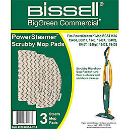 BISSELL COMMERCIAL REPLACEMENT SCRUBBY MOP PADS FOR BGST1566, 2032634-PK3