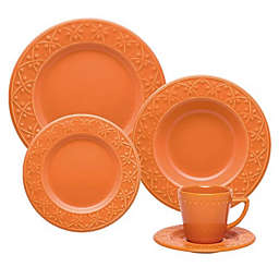 Oxford Mendi Sunset Orange 20-Piece Earthenware Dinnerware Set (Service for 4)