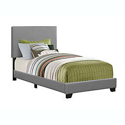 Monarch Specialties I 5912t Bed - Twin Size / Grey Leather-look