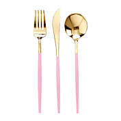Smarty Had A Party Gold with Pink Handle Moderno Disposable Plastic Cutlery Set - Spoons, Forks and Knives (240 Guests)