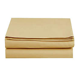 Elegant Comfort Flat Sheet  2 Piece Polyester Queen Gold