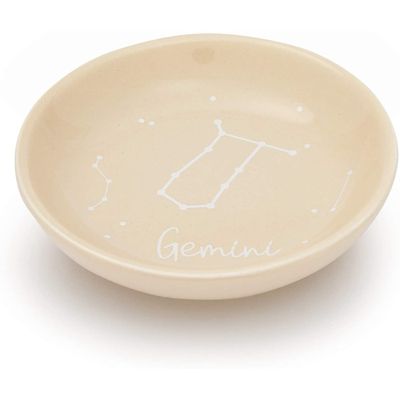 Juvale Ceramic Jewelry Tray, Gemini Zodiac Sign Trinket Tray (3.5 Inches, Khaki)