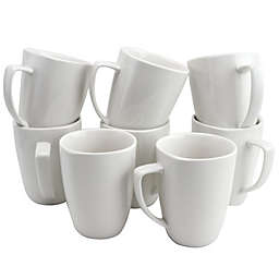 Gibson Home Zen Buffetware 12 oz. Square Ceramic Mug Set in White, Set of 8
